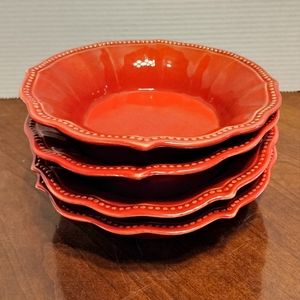 4 red The Pioneer Woman Paige Soup/Cereal Bowl Set